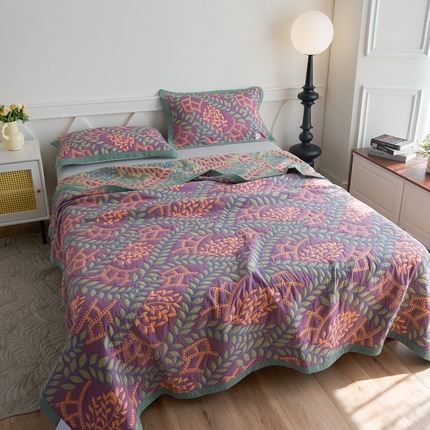 棠薇家纺 2025新款60S长绒棉纯棉纱布毛巾被 夏日森林