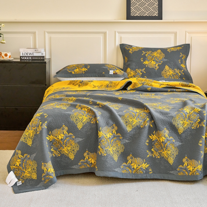 91家纺网 家纺一手货源 找家纺 棠薇家纺 2025新款60S长绒棉纯棉纱布毛巾被 时光笔墨