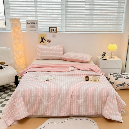 91家纺网 家纺一手货源 找家纺 （总）奥汀洛家纺 2025新款小清新针织棉双层纱夏被