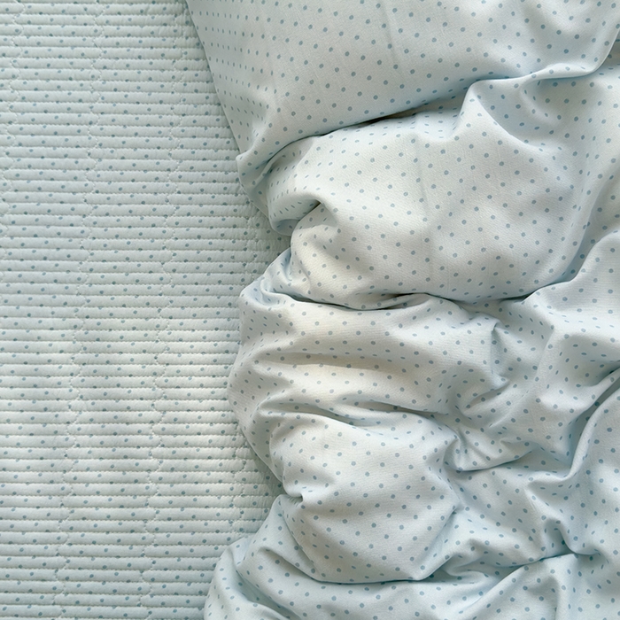 91家纺网 家纺一手货源 找家纺 赫梵茜 2025新款有氧针织双层纱单床盖床盖三件套床盖四件套 方糖-兰