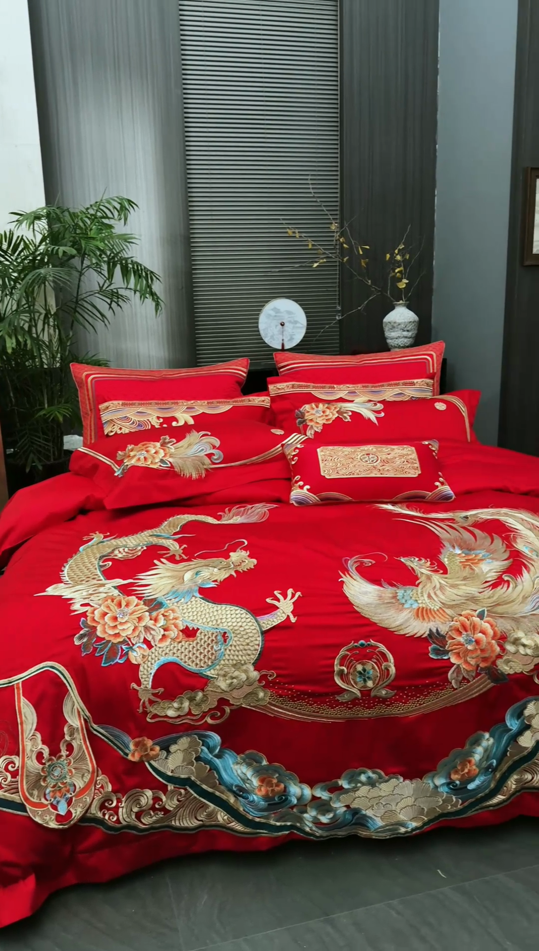 91家纺网 家纺一手货源 找家纺 高大尚婚庆馆 2025春夏新款双股长绒棉提花四件套-尊享系列皇家喜事