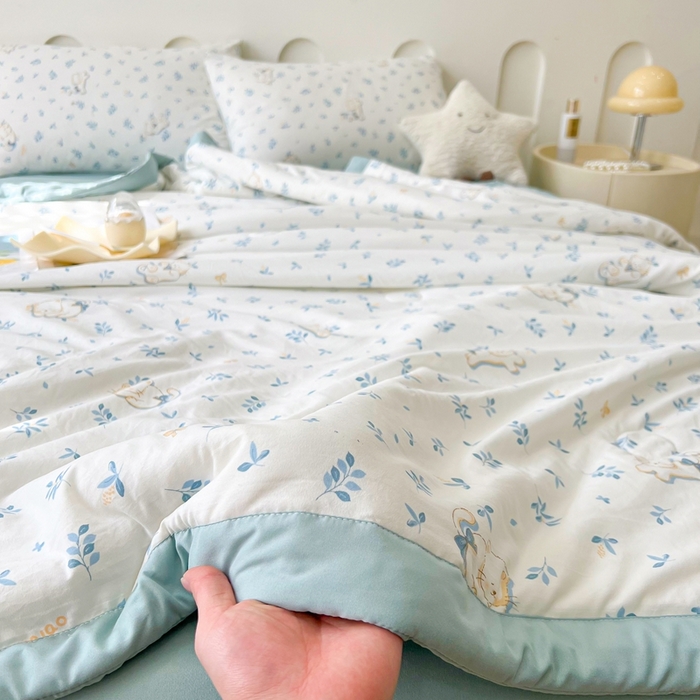 91家纺网 家纺一手货源 找家纺 爱屋及屋2025新款棉花夏被 叶之猫