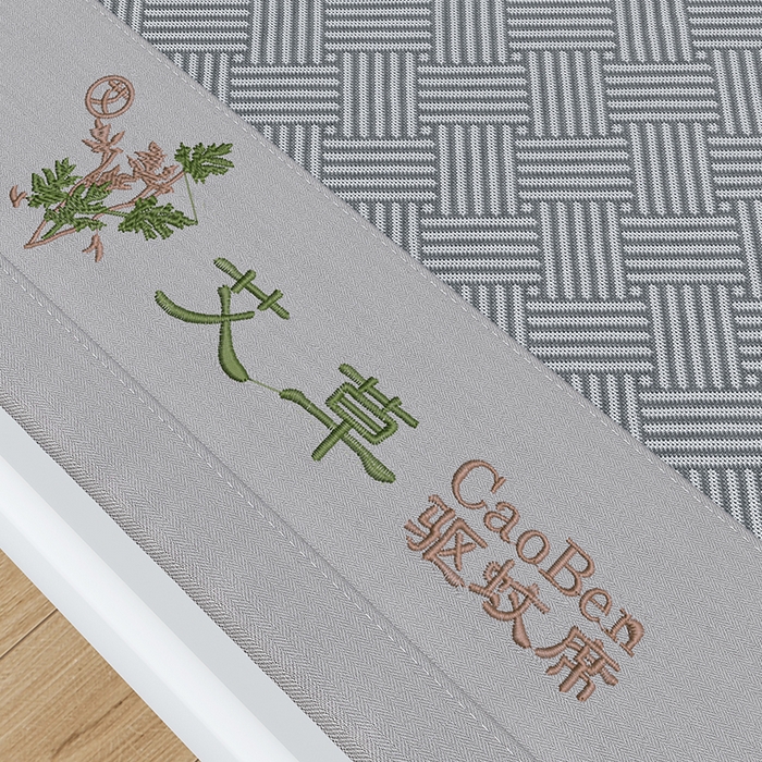 91家纺网 家纺一手货源 找家纺 青雅席业 2025新款凉感艾草冰藤席凉席 饼干花-灰色