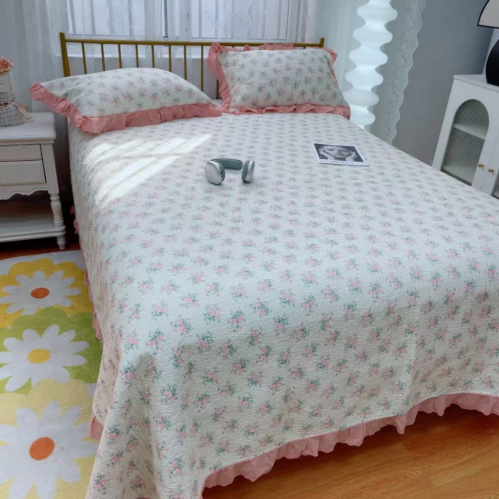 91家纺网 家纺一手货源 找家纺 暖居 2025春夏款高温砂洗棉花床盖三件套被套四件套同款纯棉夏被空调被四季 茉莉