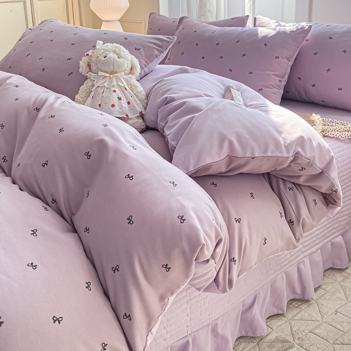 91家纺网 家纺一手货源 找家纺 一比一家纺 2025新款针织双层纱床盖四件套 结羽