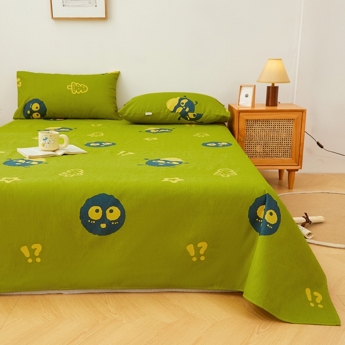 91家纺网 家纺一手货源 找家纺 金泰莱 2025新款锦柔老粗布床单老粗布凉席三件套 小煤球