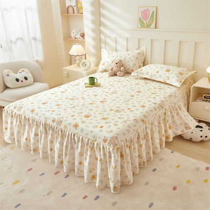 91家纺网 家纺一手货源 找家纺 （总）名优家纺 2025新款A类13070全棉纯棉韩版印花床裙