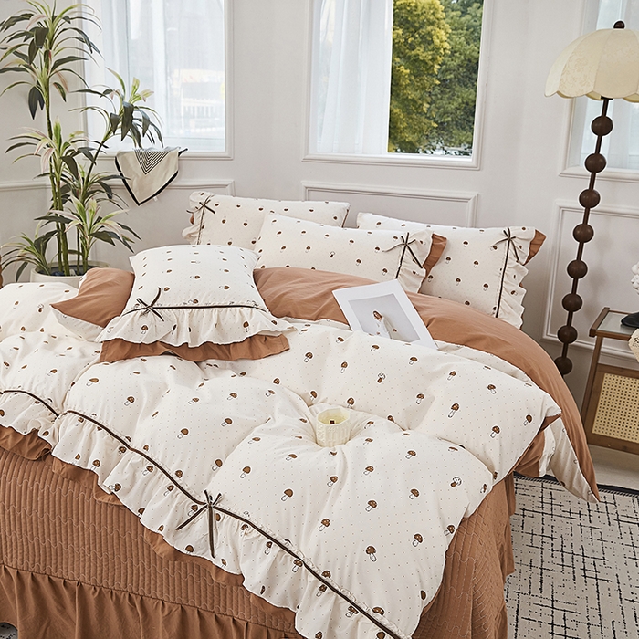 91家纺网 家纺一手货源 找家纺 卡迪亚家纺 2025新款轻氧棉小碎花韩式花边床盖 趣宝贝