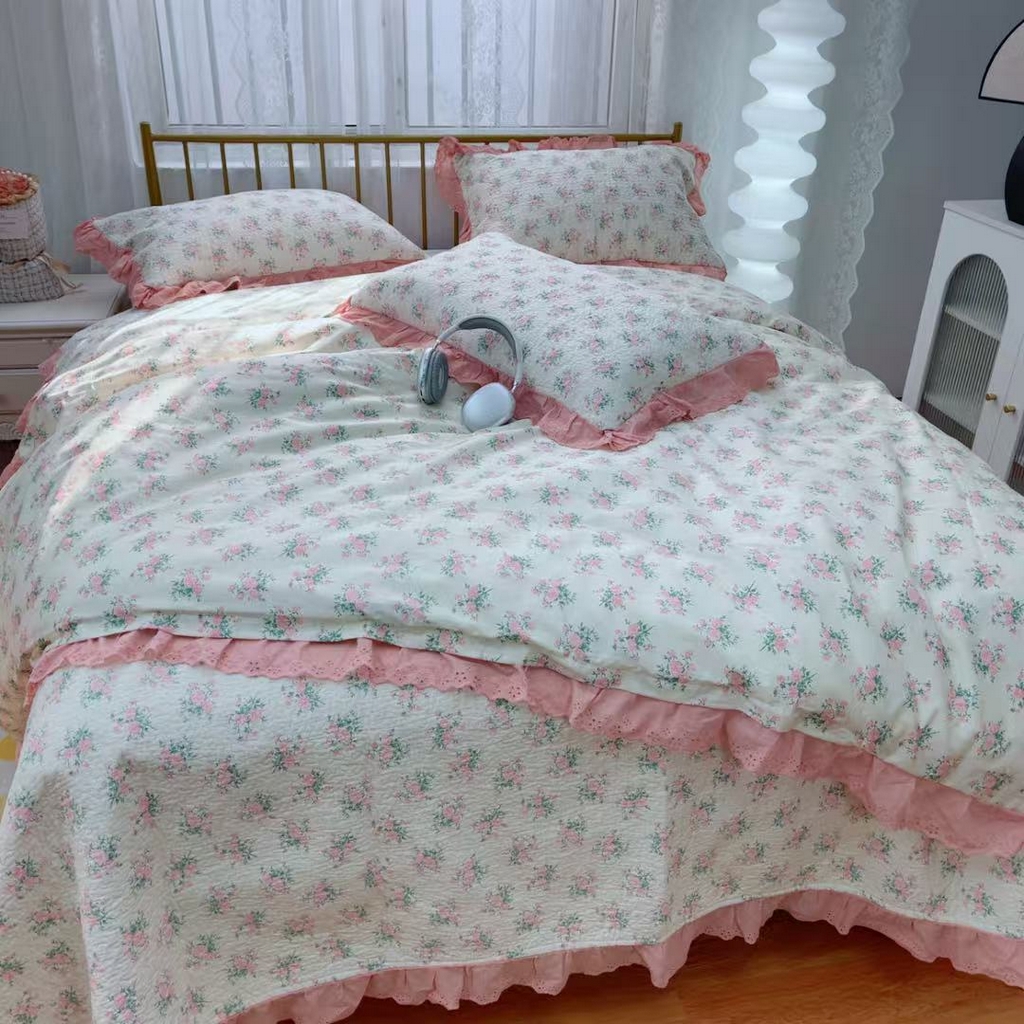 91家纺网 家纺一手货源 找家纺 暖居 2025春夏款高温砂洗棉花床盖三件套被套四件套同款纯棉夏被空调被四季 茉莉