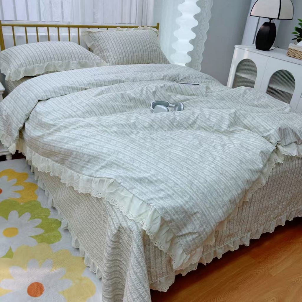 91家纺网 家纺一手货源 找家纺 暖居 2025春夏款高温砂洗棉花床盖三件套被套四件套同款纯棉夏被空调被四季 伊甸园