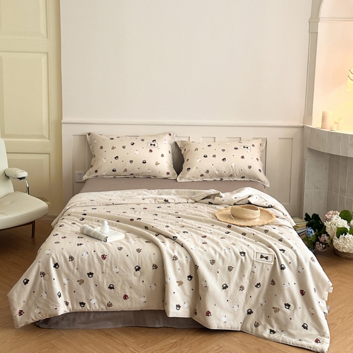 91家纺网 家纺一手货源 找家纺 帕拉美拉 2025新款全棉双层纱玉米聚乳酸夏被春秋被冬被玉米被 三件套四件套 丛林动物