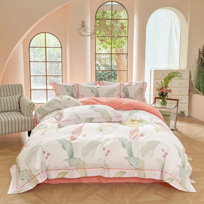 91家纺网 家纺一手货源 找家纺 7V 2025新款轻奢大宽边100%纯棉四件套133*76全棉喷气宽幅长绒棉被套床单床笠套件 雅绘