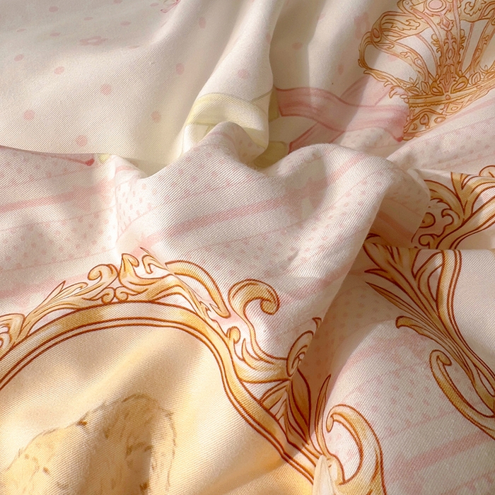 91家纺网 家纺一手货源 找家纺 浩诚 2025新款洛丽塔纯棉花边款四件套 芭蕾小熊-米