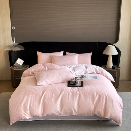 91家纺网 家纺一手货源 找家纺 （总）卡巴伦2025新款长绒棉提花四件套撞色款