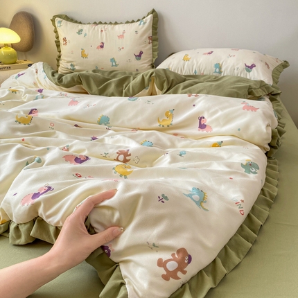 91家纺网 家纺一手货源 找家纺 （总）欧尚 2025新款针织棉双层纱四件套