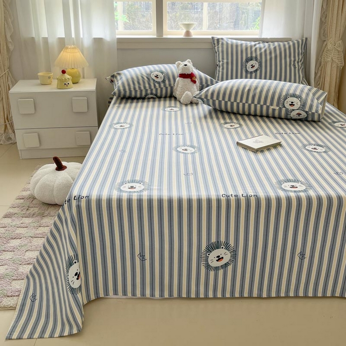 91家纺网 家纺一手货源 找家纺 新印象2025新款直角纯棉老粗布套件 床单款老粗布 -小狮子