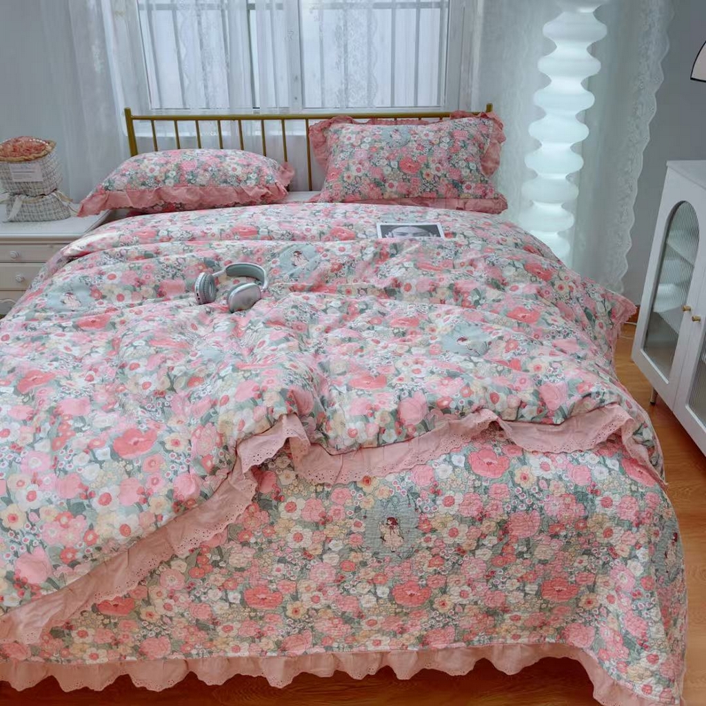 91家纺网 家纺一手货源 找家纺 暖居 2025春夏款高温砂洗棉花床盖三件套被套四件套同款纯棉夏被空调被四季 安娜公主