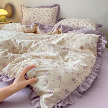 91家纺网 家纺一手货源 找家纺 （总）欧尚 2025新款针织棉双层纱四件套