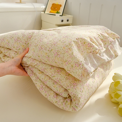 91家纺网 家纺一手货源 找家纺 默忆 2025新款韩版花边木棉夏被夏凉被空调被被子被芯 紫色花丛