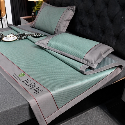 小牛席业 2025新款A加厚款-可机洗抗菌提花冰丝席凉席藤席冰藤席冰丝席竹席草席空调席乳胶席豆豆席 抗菌席-色织绿色