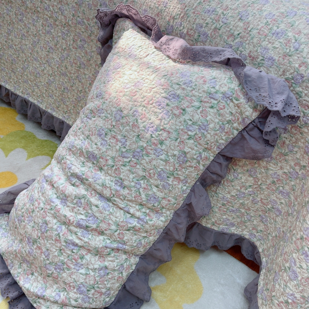 91家纺网 家纺一手货源 找家纺 暖居 2025春夏款高温砂洗棉花床盖三件套被套四件套同款纯棉夏被空调被四季 紫韵