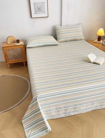 91家纺网 家纺一手货源 找家纺 九亭家纺 2025新款A类全棉老粗布床单 羽安-绿