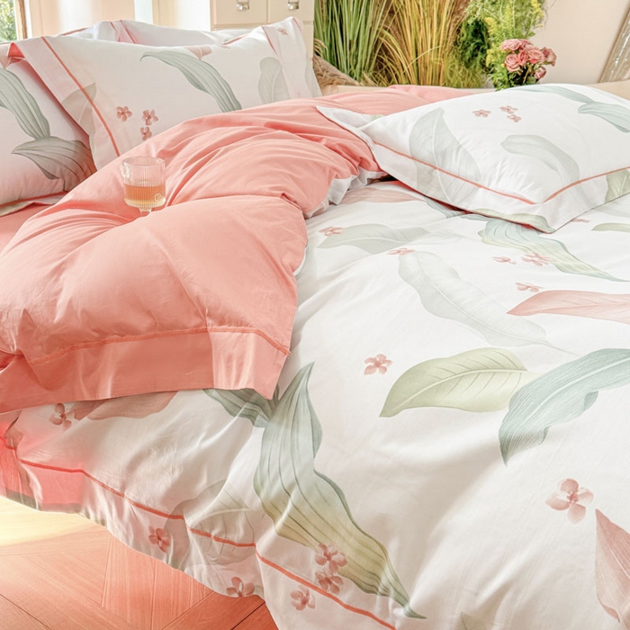 91家纺网 家纺一手货源 找家纺 7V 2025新款轻奢大宽边100%纯棉四件套133*76全棉喷气宽幅长绒棉被套床单床笠套件 雅绘