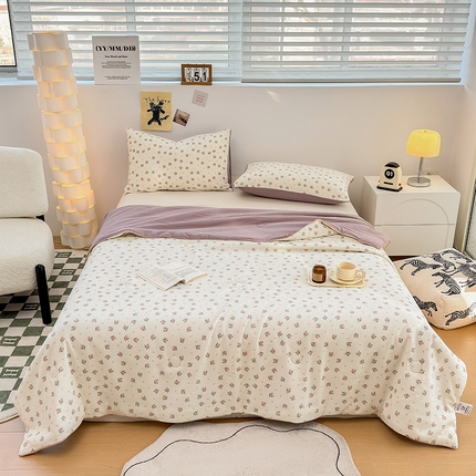 91家纺网 家纺一手货源 找家纺 （总）奥汀洛家纺 2025新款小清新针织棉双层纱夏被