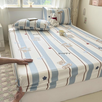 91家纺网 家纺一手货源 找家纺 新印象2025新款直角纯棉老粗布套件 床笠款老粗布 -米欧熊