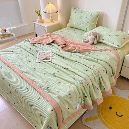 91家纺网 家纺一手货源 找家纺 雅萱家纺 2025新款全棉双层纱夏被 淘气狗