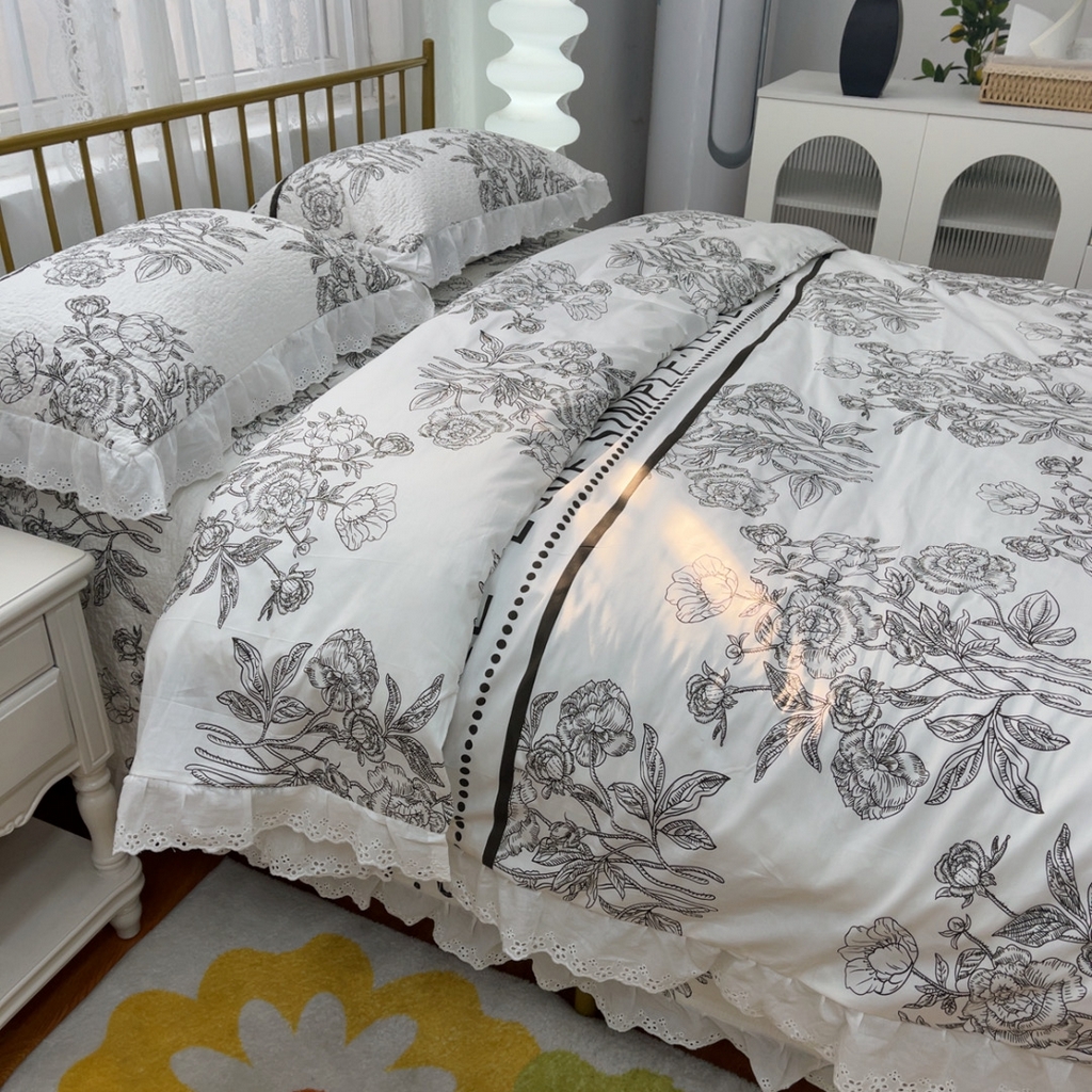 91家纺网 家纺一手货源 找家纺 暖居 2025春夏款高温砂洗棉花床盖三件套被套四件套同款纯棉夏被空调被四季 晨暮间