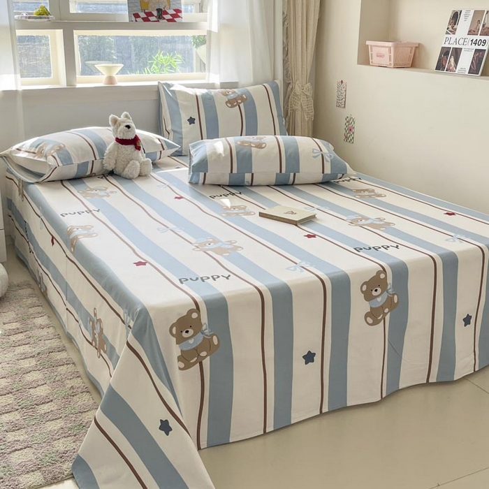 91家纺网 家纺一手货源 找家纺 新印象2025新款直角纯棉老粗布套件 床单款老粗布 -米欧熊