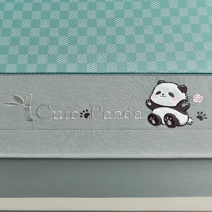 91家纺网 家纺一手货源 找家纺 小牛席业 2025新款棋盘格-熊猫凉感冰丝席系列（床笠款） 绿色