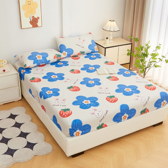 91家纺网 家纺一手货源 找家纺 金泰莱 2025新款锦柔老粗布印花床笠 暖心