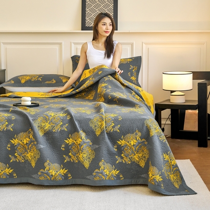 棠薇家纺 2025新款60S长绒棉纯棉纱布毛巾被 时光笔墨