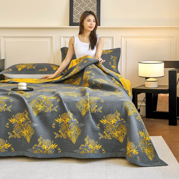 91家纺网 家纺一手货源 找家纺 棠薇家纺 2025新款60S长绒棉纯棉纱布毛巾被 时光笔墨