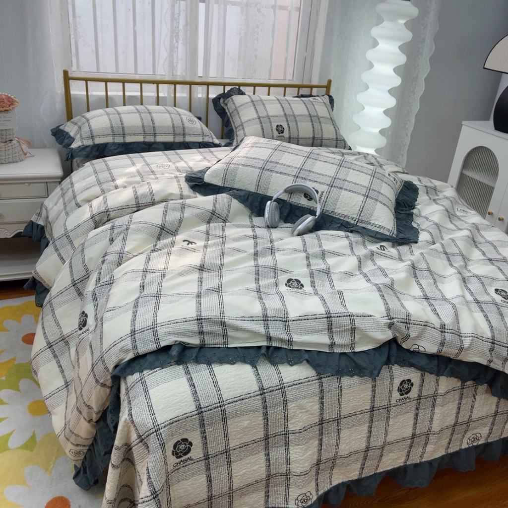 91家纺网 家纺一手货源 找家纺 暖居 2025春夏款高温砂洗棉花床盖三件套被套四件套同款纯棉夏被空调被四季 小香