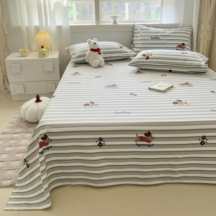 91家纺网 家纺一手货源 找家纺 新印象2025新款直角纯棉老粗布套件 床单款老粗布-哒哒狗