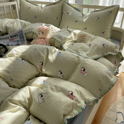 91家纺网 家纺一手货源 找家纺 （总）瑞莱 2025新款13372全棉有氧双层纱四件套