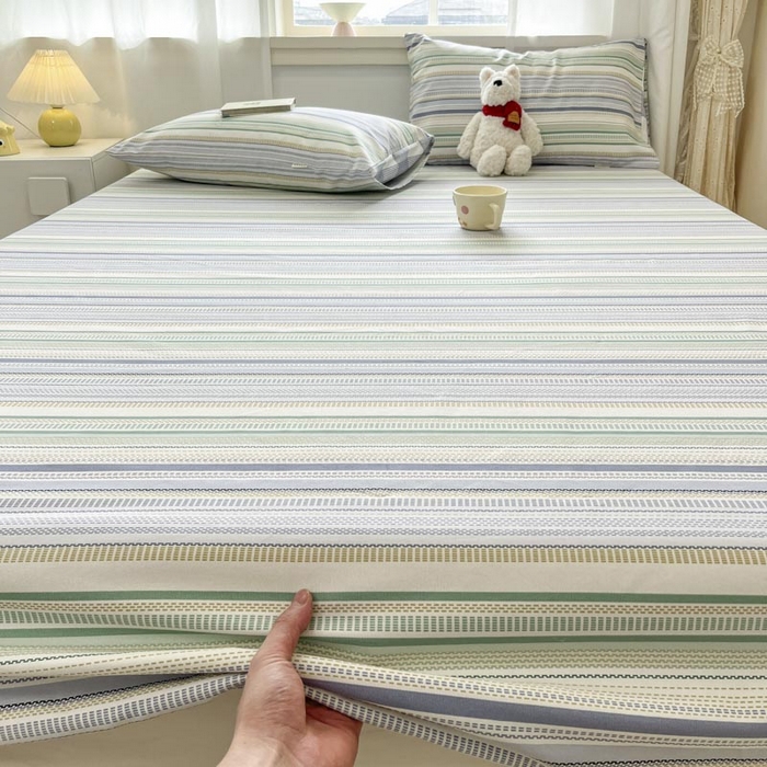 91家纺网 家纺一手货源 找家纺 新印象2025新款直角纯棉老粗布套件 床笠款 老粗布-伯爵 