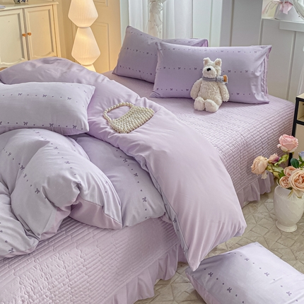 91家纺网 家纺一手货源 找家纺 （总）一比一家纺 2025新款针织双层纱床盖四件套