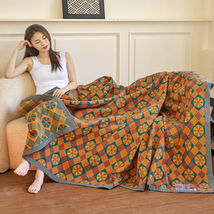 91家纺网 家纺一手货源 找家纺 棠薇家纺 2025新款60S长绒棉纯棉纱布毛巾被 恬静时光