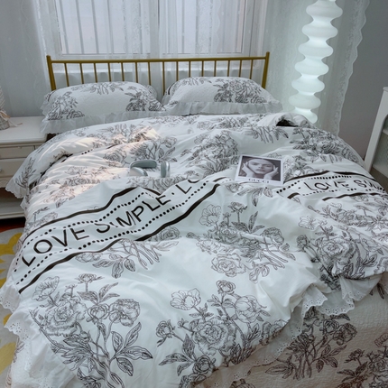 暖居 2025春夏款高温砂洗棉花床盖三件套被套四件套同款纯棉夏被空调被四季 晨暮间