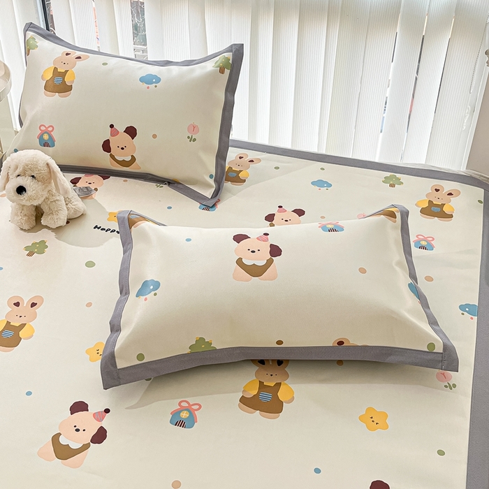 91家纺网 家纺一手货源 找家纺 川悦生活 2025新款600D立体宽边冰丝印花凉席 咔吉