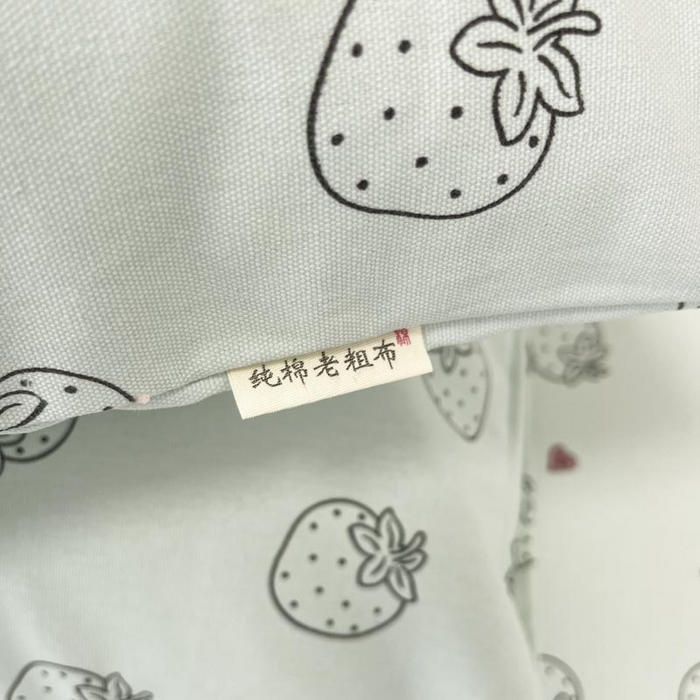 91家纺网 家纺一手货源 找家纺 新印象2025新款直角纯棉老粗布套件 床笠款 老粗布-草莓蓝 (