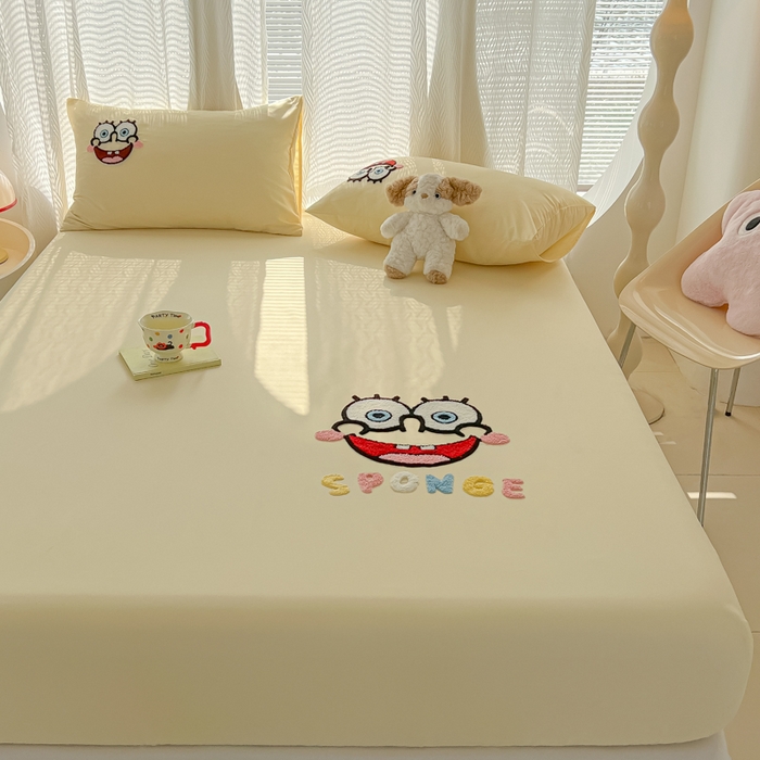 91家纺网 家纺一手货源 找家纺 （总）眠帛家居 2025新款A类水洗棉卡通毛巾绣单床笠