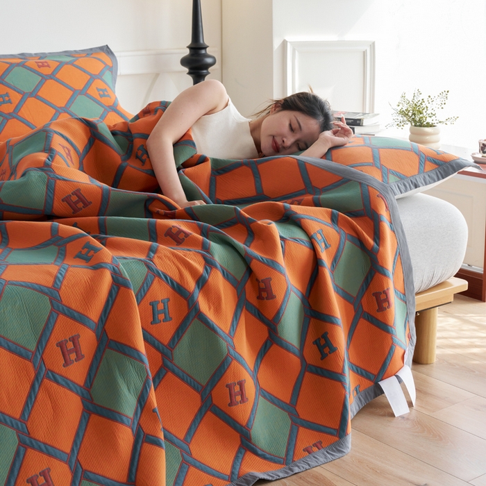 91家纺网 家纺一手货源 找家纺 棠薇家纺 2025新款60S长绒棉纯棉纱布毛巾被 轻奢【磨砂按摩手感】