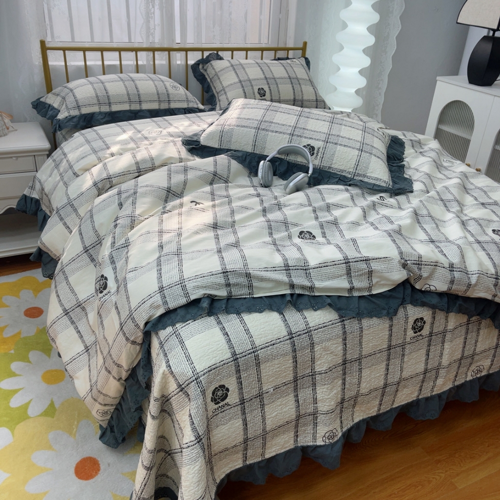 91家纺网 家纺一手货源 找家纺 暖居 2025春夏款高温砂洗棉花床盖三件套被套四件套同款纯棉夏被空调被四季 小香