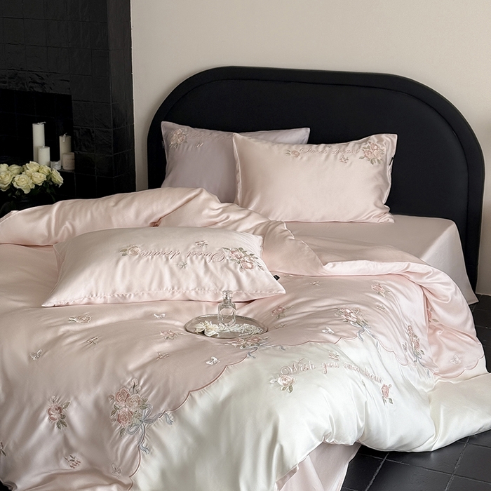 91家纺网 家纺一手货源 找家纺 鹿班家居 2025新款夏季60S莱赛尔刺绣四件套-泡芙发带【标准会员-20元】 泡芙发带-粉色