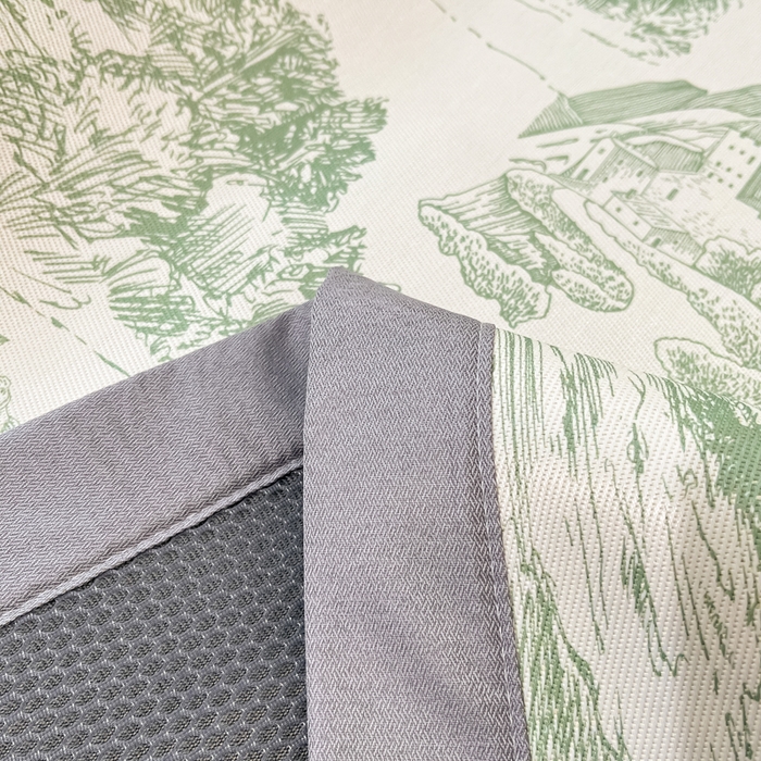 91家纺网 家纺一手货源 找家纺 川悦生活 2025新款600D立体宽边冰丝印花凉席 复古欧庭-绿